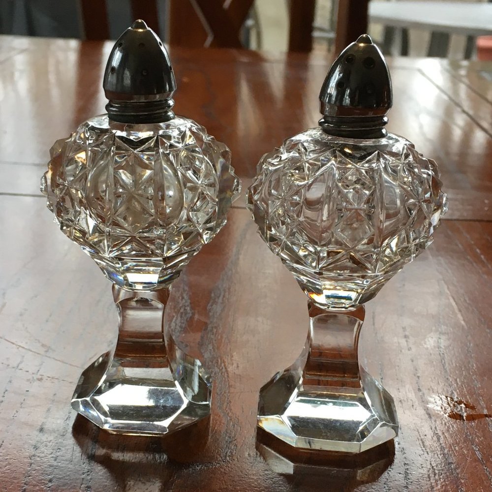 Vintage Crystal Salt & Pepper Shakers